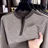 Camiseta de Manga Larga para Hombre de Venta Caliente Primavera Mediana Edad Moda Casual Cuello Alto Capa Base Sudadera Holgada Sudadera Transfronteriza Hombre