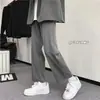 Calça de terno masculina para primavera e outono, calça simples de caimento solto slim fit, calça casual masculina da moda estilo coreano, perna reta, perna larga