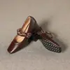 Zapatos de Sandalia Mary Jane Retro Francés Nuevo Estilo Hebilla Doble de Metal Tacón Grueso de 3.5cm para Mujer