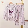 Pijama para Niña Primavera y Otoño Dulce Cuello de Muñeca Encaje de Princesa Dibujos Animados Niña Pequeña Conjunto de Manga Larga Ropa para el Hogar para Bebé