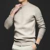 Novo Suéter Masculino Outono e Inverno Cor Sólida Anti-Pilling Lã Penteada Cardigan Tricotado Manga Longa Gola Alta Suéter Roupa Masculina