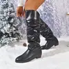 Botas femininas de cano alto novas brancas transfronteiriças sola plana sola macia botas amassadas emagrecedoras versáteis botas de cavaleiro plus size comércio exterior feminino