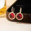 Brincos de Zircônia de Luxo Leve para Mulheres, Brincos Redondos de Alto Padrão, Acessórios de Orelha Coloridos da Moda, Ganchos de Orelha Simples e Versáteis Estilo Coreano