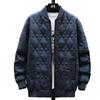 Chaqueta de cuadros de diamantes gruesa con forro polar para hombre, otoño e invierno de 2023, abrigo acolchado de algodón con cuello alto ajustado de talla grande de comercio exterior
