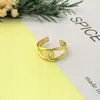 Anel Geométrico Aberto Europeu e Americano Estilo Ins de Aço Inoxidável Ouro 18K Aço Titânio Feminino Verão Anel de Onda