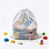 Bolsa de Almacenamiento para Juguetes Infantiles Bolsa de Malla con Cordón Organizador de Bloques de Construcción Lego Bolsa de Malla con Cordón Blanco Clasificación y Almacenamiento