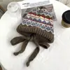 Gorro de punto retro estilo Fair Isle para mujer, cálido y protector para los oídos para otoño e invierno, gorro pullover que adelgaza la cara, pasamontañas étnico