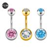 Titanio G23 14G 6/8/10mm barra doble cabeza zirconio piercing ombligo joyería al por mayor joyería para perforación