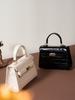 Bolsas 2026 Primavera y Verano Nuevo Estilo Bolsas de Piel Genuina para Mujer, Bolsos Cruzados de Lujo Ligero, Bolso Kelly con Patrón de Cocodrilo, Bolso Pequeño de Piel de Vaca