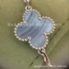Colar Trevo de Quatro Folhas Van Cleef & Arpels CNC Versão Alta Madrepérola Branca Natural Banhado a Ouro 18K Real Prata Pura Colar de Dez Pétalas