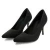Nuevos zapatos planos de moda para mujer, punta fina, tacones de aguja, suelas de goma, antideslizantes, color liso, tacones altos, disponibles en tallas grandes para ventas transfronterizas