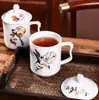 Xícara de Chá de Cerâmica com Tampa, Novo Estilo Chinês com Design Floral e de Pássaros, para Uso Doméstico, Uso Diário, Uso Comercial em Hotéis, Xícara de Chá Atacado, Caneca