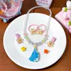Conjunto de Colares de Princesa para Crianças 61 Peças Acessórios de Cabelo para Meninas Caixa de Presente Joias Atacado Presente Dia das Crianças Certificado Ecológico