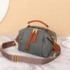 Bolsa de Piel Genuina al por Mayor, Bolso Cruzado para Mujer de Piel de Vaca de Primera Capa con Bloques de Color, Bolso de Mano Boston, Bolso con Almohadilla para el Hombro, Bolso Boston
