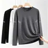 [Destacado] Camiseta Fina de Manga Larga de Otoño para Hombre, Elástica, de Secado Rápido, Corte Holgado, Trendy Casual Cuello Redondo Camiseta Básica