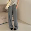 Pantalones de chándal grises de pierna ancha con cordón en la cintura, estilo minimalista, para mujer, otoño 2026, informales, relajados, adelgazantes, versátiles