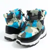 Botas de nieve deportivas para niños, tejido impermeable de invierno, puños con cordón para niños, forro grueso de felpa, botas para niños mayores