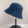 Sombrero de Pescador Retro de Mezclilla Estilo Coreano para Mujer, Sombrero de Ala Ancha Versátil de Alta Gama que Hace que la Cara Parezca Más Pequeña, Sombrero de Pescador con Protección Solar