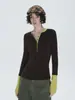 Colores Outfit: Camiseta de Manga Larga con Bloques de Color de Falso Dos Piezas / Top Exterior / Capa Base Ajustada