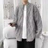 Cárdigan de punto con cremallera y cuello alto para hombre, nuevo modelo primavera y otoño 2025, chaqueta suéter de alta gama con patrón de diamantes