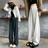 Pantalones de plátano grises para mujer, nuevos pantalones casuales de lana de cachemira para otoño e invierno, de corte holgado, con caída, de pierna recta y ancha