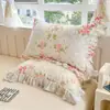 Juego de Falda de Cama Acolchada Estampada 100% Algodón Falda de Cama Engrosada Cubre Cama Funda Nórdica Ropa de Cama Individual Doble Comercio al por Mayor