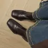Primer Encuentro Temporada Piel Suave Adelgazantes Tallas Grandes Mujer Punta Cuadrada 2026 Nuevo Otoño/Invierno Tacón Grueso Elásticas Ajustadas Botas Botas de Moda