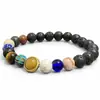 Xiyin Joyería Transfronteriza Nueva de Piedra Natural Pulsera de Turquesa Blanca Ocho Planetas Piedra Volcánica Piedra de Ojo de Tigre Pulsera Elástica