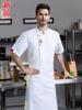 Roupa de Trabalho de Chef Manga Curta Verão Refeição Cozinha Cantina Churrasco Restaurante Roupas de Chef Meia Manga Masculina Fina Respirável