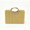 2026 Bolso Tejido de Paja Transfronterizo Nuevo, Bolso de Fiesta de Moda de Gama Alta, Bolso de Noche Simple Europeo y Americano, Bolso de Mano de Color Sólido