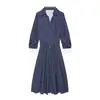 Ins Ropa para Mujer Estilo Europeo Transfronterizo Venta al por Mayor Otoño Nuevo Estilo Vestido Midi Rayado con Cinturón 5029206