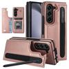 Capa Adequada para Samsung Z Fold8 Ultra Celular Dobrável com Fivela Dupla, Suporte para Caneta, Porta-Cartões, Capa de Couro de Cor Sólida
