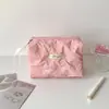 Bolsa de Cosméticos Borboleta Estilo Coreano de Alto Valor Bolsa Simples de Cor Sólida com Relevo Ultrassônico para Armazenamento de Skincare Bolsa de Lavar para Viagem