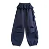 Calça de Trabalho Infantil Feminina Outono 2026 Novo Estilo Primavera e Outono para Crianças Grandes e Médias Moda Calça Comprida Cobre Bumbum Lâmina Curva Roupa Externa