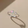 Anillo de pareja romántico y lindo de gato atrapando a pareja un par de anillos simples y dulces miau miau abiertos para estudiante regalo para novia