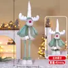 Nova Boneca de Natal em Pé Retrátil Velho de Listras Natalinas Boneco de Neve Boneca de Pernas Longas Decoração de Janela de Hotel