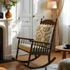 Sofá Silla Mecedora Perezosa Retro Estilo Americano Silla Balcón Sala de Estar Madera Maciza Silla de Ocio para el Hogar Sillón Reclinable