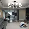 Iluminación protectora de espectro completo, araña de cristal grande y lujosa para sala de estar y comedor, elegante luz de techo inteligente, jade de cristal