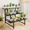 Soporte de flores de pie para balcón y sala de estar, estante de arte de hierro moderno simple para plantas suculentas, estante de escalera multicapa de acero inoxidable