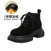 Botas 2026 Mais Vendidas Botas Femininas de Couro Genuíno Outono e Inverno Botas Curtas Retro com Biqueira Larga Sola Grossa Marrom Estilo Melard Botas Martin