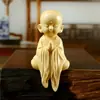 Adornos de Monje Pequeño Colgantes de Boj Talla en Madera Maciza Lindo Monje Pequeño Artesanía de Madera Accesorios de Escritorio