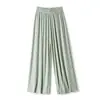 Pantalones Largos Casuales Versátiles de Fibra de Bambú Delgados Frescos Estilo Coreano Caídos con Pliegues Sueltos para Mujer