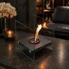 Chimenea de Alcohol de Vidrio en Cuatro Lados Personalizada de Fábrica de Origen, Estufa de Acero Inoxidable para Leña de Mesa Personalizada