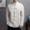 Hanfu para hombre estilo chino Traje Tang de abuelo Estilo Buda Traje Zen para hombre Camisa de lino de algodón Ropa tradicional china retro de la República de China