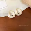 Estilo Pintura al Óleo Jardín de Monet Pendientes de Flor de Amor Perla Pendientes de Temperamento de Moda Lujo Ligero Pendientes de Gama Alta Venta al por Mayor
