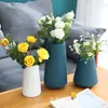 Jarrón de plástico colorido estilo europeo para el hogar flor seca dispositivo de flores decoración de mesa de comedor sala de estar contenedor de arreglo floral geométrico