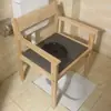 Silla de Inodoro con Reposabrazos, Inodoro Portátil para Personas Mayores, Inodoro Doméstico Resistente para Mujeres Embarazadas, Uso Rural, Conversión de Inodoro de Sentadilla de Madera Maciza