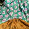 Nuevo Estilo Chino Estilo Nacional, Dosel Verde con Flores de Cerezo, Tela de Seda Jacquard de Rayón Xiangyun, Chaleco, Cheongsam, Bufanda de Seda, Tela Hecha a Mano