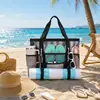 Feihong Bolsa de Praia de Rede Transfronteiriça Grande Capacidade Bolsa Tote de Ombro de Viagem para Praia com Zíper e Múltiplos Bolsos Bolsa de Praia