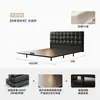 Venta Directa de Fábrica de Cama de Cuero Negro Estilo Vintage de Acero al Carbono con Patrón de Waffle para Dormitorio Principal de Apartamento Pequeño Cama Doble Tapizada Suave